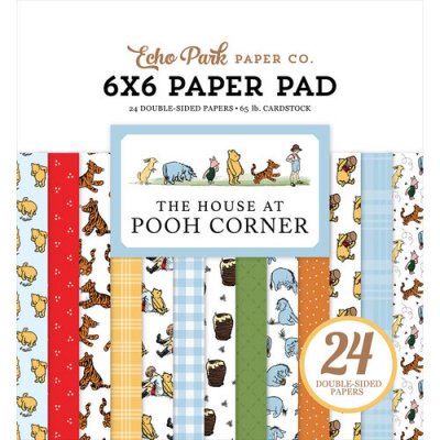 THE HOUSE AT POOH CORNER paper pad 6x6 - Mönsterpapper med Nalle Puh från Echo Park 15x15 cm