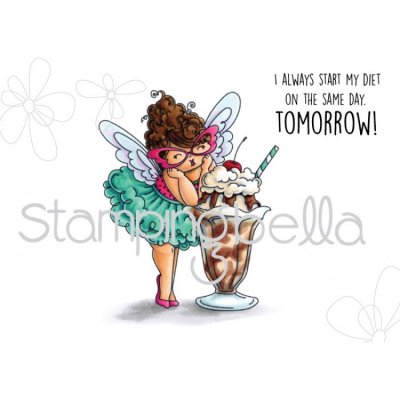Edna loves ice cream stamp - Stämpel med en mullig tjej som gillar glass från Stamping Bella