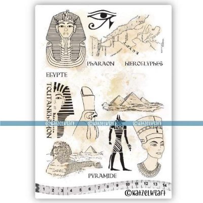 EGYPT unmounted rubber stamp set - Stämpelset med Egyptentema från Katzelkraft A5
