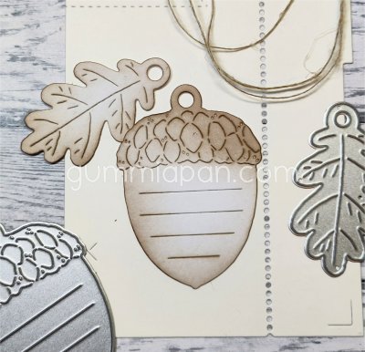 EKOLLONTAG ACORN TAG DIE SET - Stansmallar från Gummiapan ca 47.5x66 & 30x55 mm