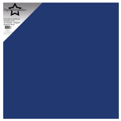 ELEGANT BLUE SMOOTH cardstock 12x12 - 10 st blå papper från Paper Favourites 30x30 cm