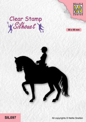 Silhouette Sport Equestrian horse clear stamp - Stämpel med hästdressyrtema från Nellie Snellen 5,5x5,5 cm