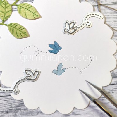 Small bird die set from Gummiapan ca 40,5 x 15 mm, 29 x 15,5 mm
