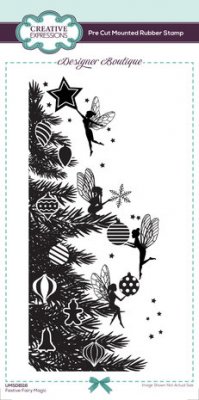 FESTIVE FAIRY MUSIC DL rubber stamp - Stämpel med älvor och gran från Designer Boutique Creative Expressions