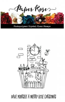 Festive fireplace clear stamp set - Stämpelset med öppen spis från Paper Rose Studio 5,5x8 cm