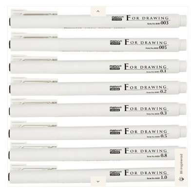 FINE LINE PEN SET - Pennkit med olika spetsstorlekar från Marvy Uchida