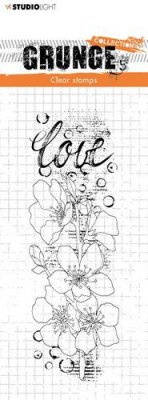 Flower love grunge clear stamp - Stämpel med blommor från Studio Light 14,8x5,22 cm