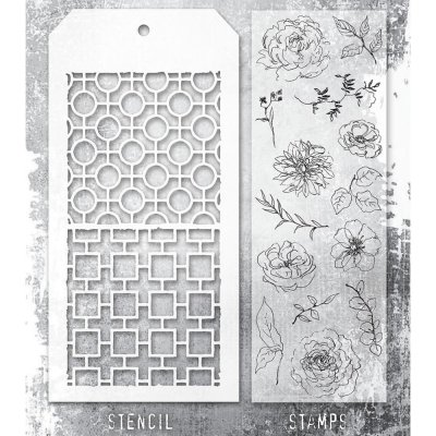 FLORAL ELEMENSTS clear stamp and stencil set from Tim Holtz Stamper's Anonymous