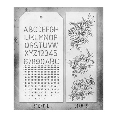 FLORAL OUTLINES stamp and stencil set - Stämplar och schabloner från Tim Holtz Stamper's anonymous