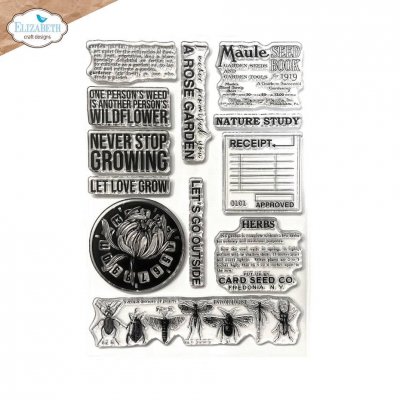 WILDFLOWER English text stamp set - Stämpelset med engelska texter från Elizabeth craft designs