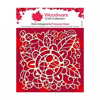 Flower doodle stencil - Schablon med blommigt mönster från Woodware