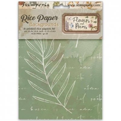FLOWERS AND POEMS RICE PAPER BACKGROUNDS - Bakgrundsrispapper från Stamperia A6