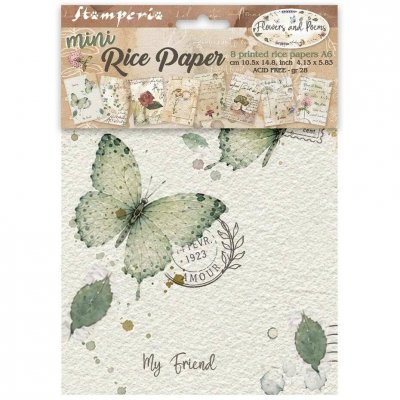 FLOWERS AND POEMS MINI RICE PAPER SELECTION - Rispapper från Stamperia A6
