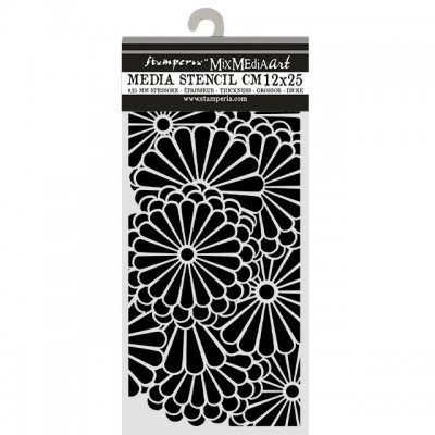 FLOWERS PATTERN stencil oriental garden - Blomschablon från Stamperia 12x25 cm
