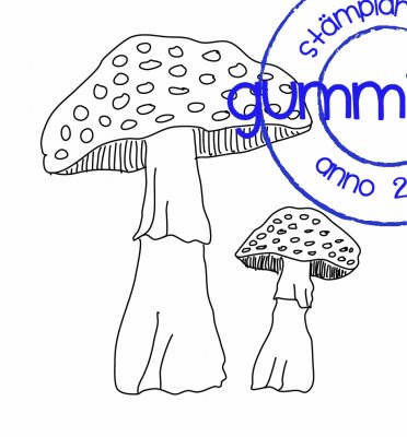 Fly agaric mushroom stamp - Flugsvamp-stämpel från Gummiapan 5,3*7 + 2,4*3,6 cm