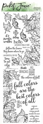 FOLLOW THE LEAVES RECTANGLE WREATH BUILDER clear stamp set 4x12 from Picket fence studios 10x30 cm