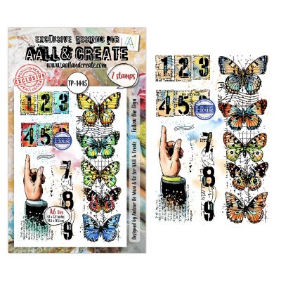 FOLLOW THE SIGN finger butterfly clear stamp set - Stämpelset med hand och fjärilar från AALL & Create A6