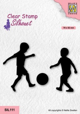 Football boys soccer silhouette clear stamp - Stämpel med fotbollspojkar från Nellie Snellen 7,9x5,2 cm
