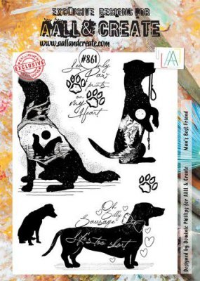 #861 MAN'S BEST FRIEND dog clear stamp set - Stämpelset med hundar från Dominic Phillips AALL & Create A5