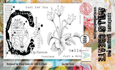 förb #898 SEE YOU SOON flower clear stamp set - Stämpelset med blomma från Tracy Evans AALL & Create A6
