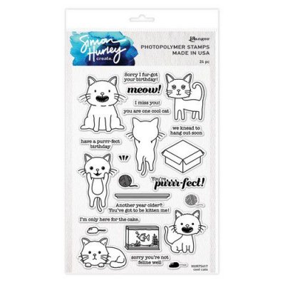FÖRBESTÄLLNING - Cool cats clear stamp set - Stämpelset med katter och engelska texter från Simon Hurley Ranger ink ca 15x22,5 c