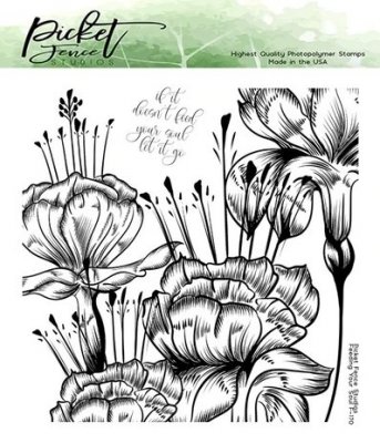 FÖRBESTÄLLNING Feed your soul clear stamp - Stämpel med blommor från Picket fence studios 15x15 cm