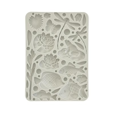 FOREST FISH AND DRAGONFLY SILICONE MOULD - Gjutform med blommor och fiskar från Stamperia A5