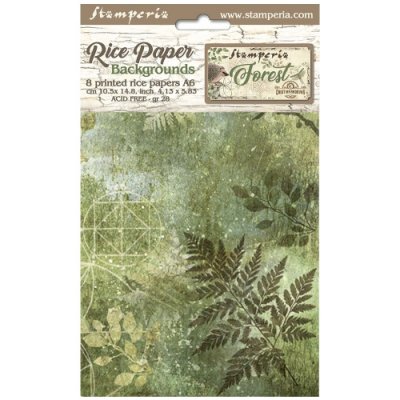 FOREST RICE PAPER BACKGROUNDS - Rispapper med skogstema från Stamperia A6