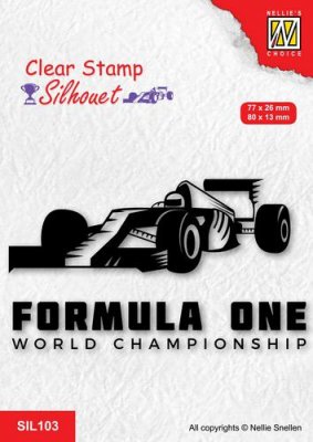 FÖRBESTÄLLNING Formula 1 rally race car clear stamp set 2 - Stämpelset med biltema från Nellie Snellen 7,7x2,6 cm