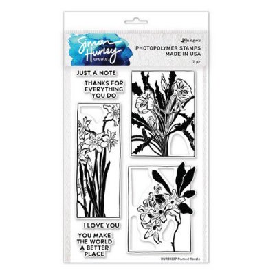 FRAMED FLORALS flower clear stamp set - Stämpelset med blommor från Simon Hurley Ranger ink 15x22 cm
