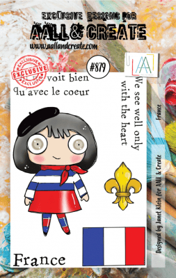 FRANCE girl clear stamp set - Stämpelset med Frankriketema från Janet Klein AALL & Create A7