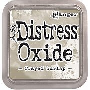 distress oxide ink, tim holtz, ranger ink, frayed burlap, juteväv, brun, stämpeldyna