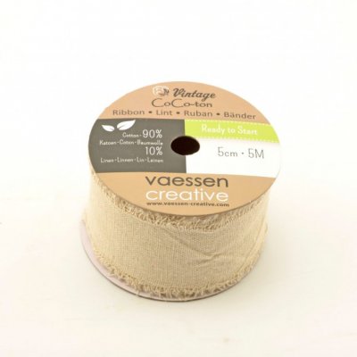 Frayed edge cotton ribbon 5x50 cm - Bomullsband från Vaessen Creative
