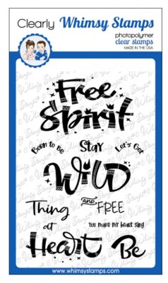 Free spirit quote clear stamp set - Stämpelset med engelska uttryck från Whimsy Stamps 10x15 cm