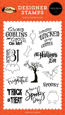 FRIGHTFUL Halloween clear stamp set - Stämpelset med engelska texter från Carta Bella
