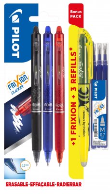 Frixion Clicker 0,7 3 pens bonus pack - 3 pennor med suddbart bläck-bonuspack från Pilot