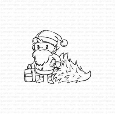 TOMTE MED GRANstämpel från Gummiapan 6,2x5 cm