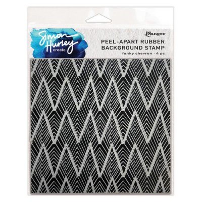 Funky Chevron background rubber stamp set - Stämpelset från Simon Hurley Ranger ink 15x15 cm