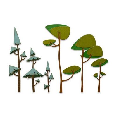 FÖRBESTÄLLNING - Funky trees die set - Stansmallar med träd från Tim Holtz / Sizzix