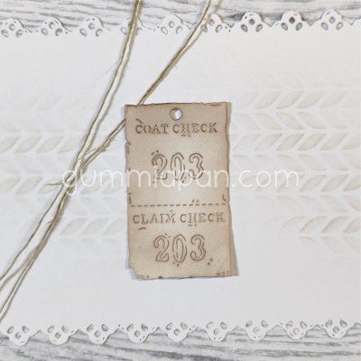WARDROBE CLOSET TICKET die GARDEROBSBILJETT from Gummiapan ca 30,5 x 50,5 mm