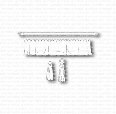 Curtain rod, curtains and tassels die set from Gummiapan (rod ca 7,55 cm)