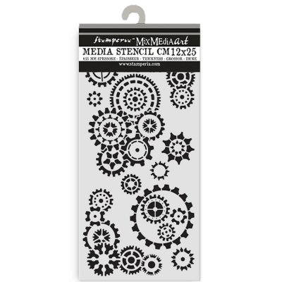 Gear up for Christmas Thick Stencil 12x25cm Gears from Stamperia