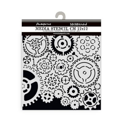 Gears Pattern cog wheel stencil - Schablon med kugghjul steampunk från Stamperia 12x12 cm