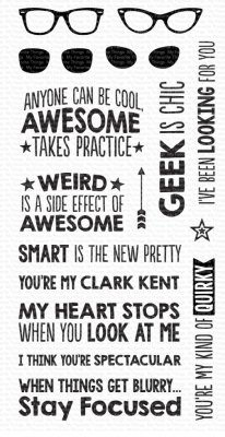 GEEK IS CHIC clear stamp set - Stämpelset med engelska texter om nördar från My Favorite things
