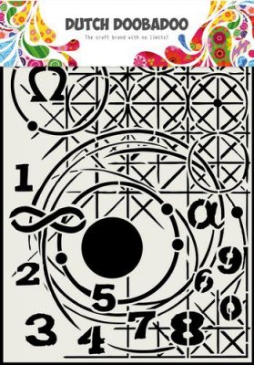 Geometry and numbers stencil - Schablon med geometri, siffror och annat från Dutch Doobadoo A4