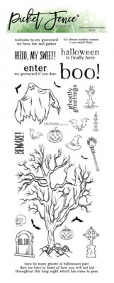 GHOSTS OF HALLOWEENS PAST 4x10 Inch Clear Stamp set - Stämpelset från Picket fence studios 10x30 cm