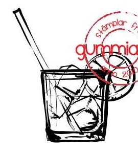 Gin & Tonic - Stämpel med dryck i glas från Gummiapan