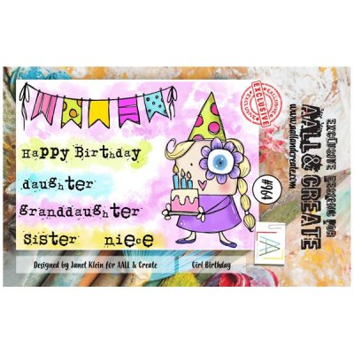 GIRL BIRTHDAY clear stamp set - Stämpelset med grattistema från Janet Klein AALL & Create A7