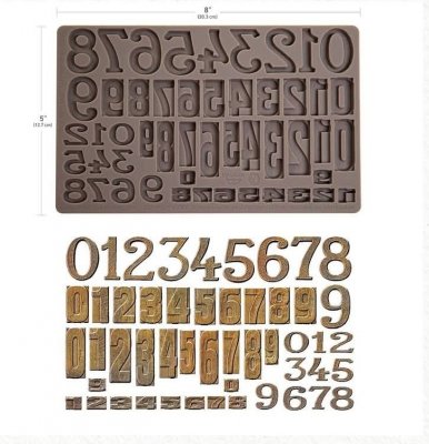 NUMBERS silicone mould - Gjutform med siffror från Finnabair Prima marketing inc