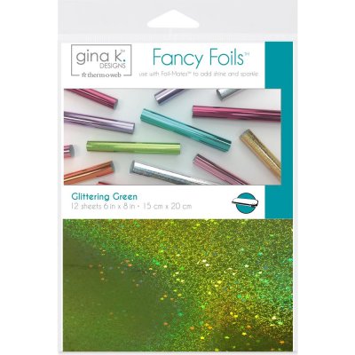 Glittering green fancy foil 6x8 (12) - Gröna folieark från Gina K 15x20 cm